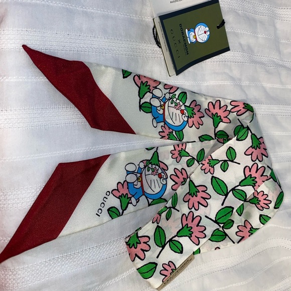Gucci Accessories - Doraemon x Gucci Silk Neck Bow/ Twilly